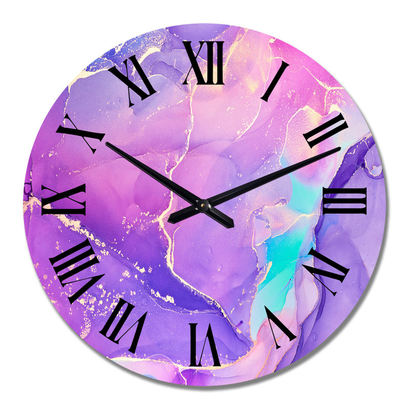 Horloge murale moderne mauve et fuchsia mauve, Surdimensionné