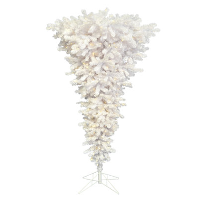 White Upside Down Artificial Christmas Tree with LED Lights