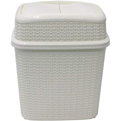 Greydon 10 Litre Touch Top Trash Can Knit Design Loop Plastic Push Top Bin With Removable Lid