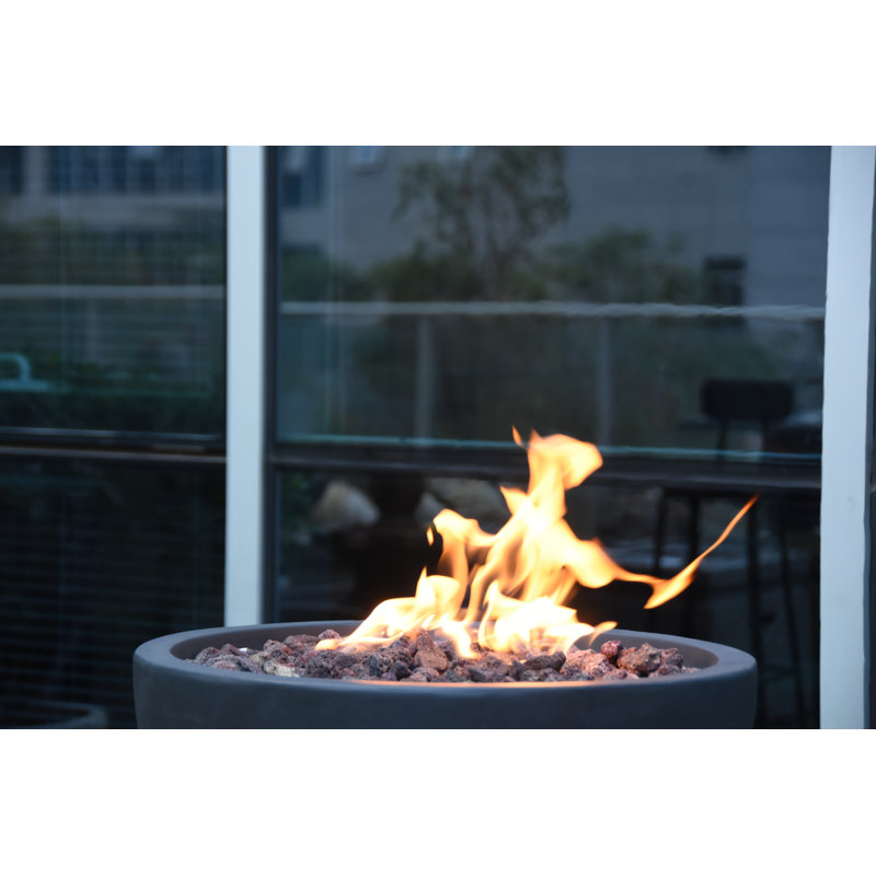 Athislus 38" Outdoor Concrete Column Fire Pit 40,000 BTU - Includes Lava Rocks and PVC Cover, Black