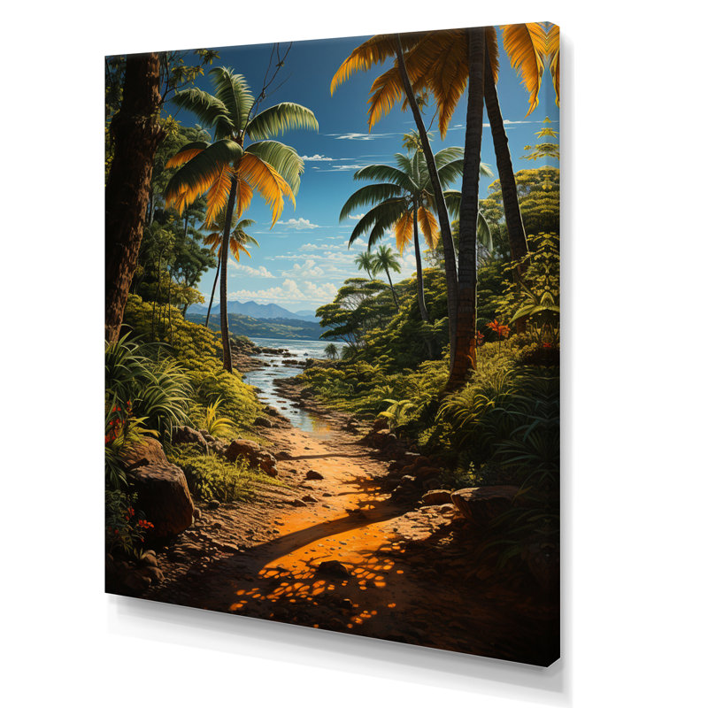 Dominicain Palmeraie paradis - impression, H 32 po x l 16 po x P 1 po, Toile tendue