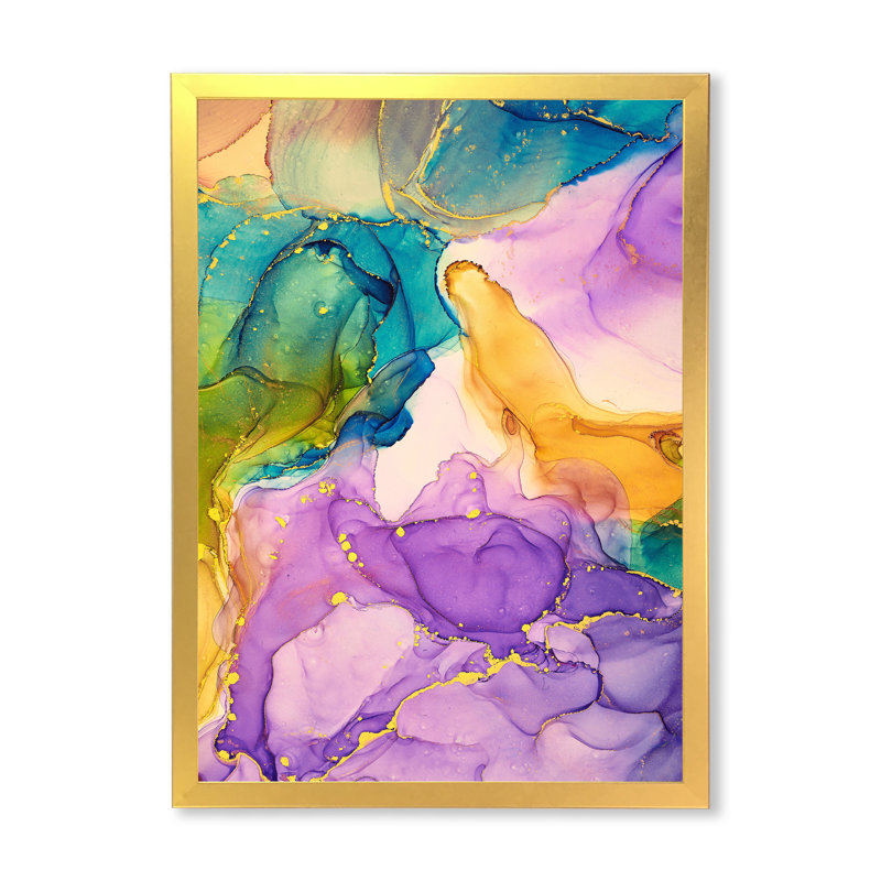 «Mauve, jaune et vert», reproduction d'art sur toile, H 32 po x l 24 po, Encadrement doré