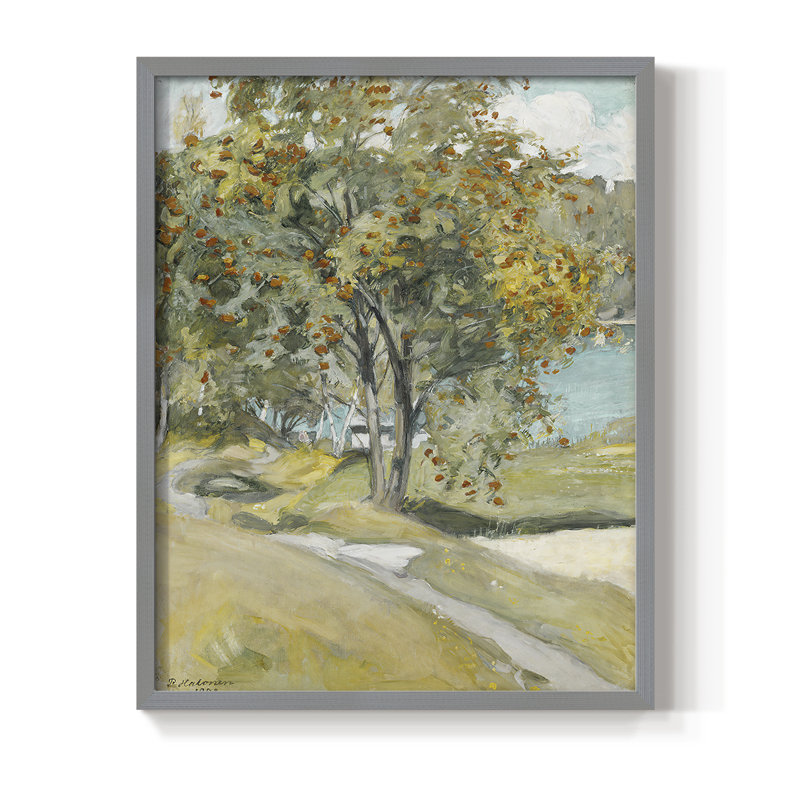 «Vintage Floral Print» CCXLVII, reproduction encadrée - bois massif, Gris, H 30 po x l 24 po