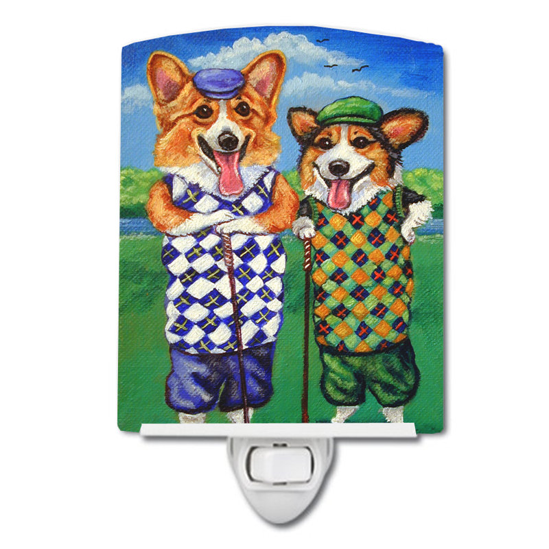 Corgi golfers, éclairage de nuit en céramique