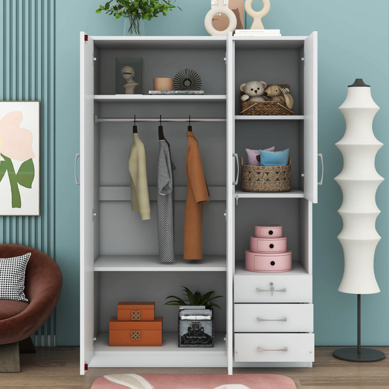 Rangement garde-robe en bois 2 portes pour chambre à coucher, Blanc