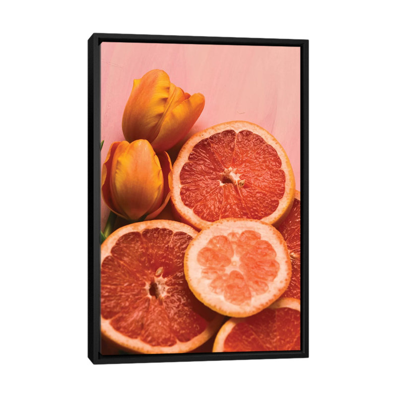 «Citrus I», impression sur toile, H 26 po x l 18 po x P 1,5 po, Toile avec cadre noir, Pas de tapis