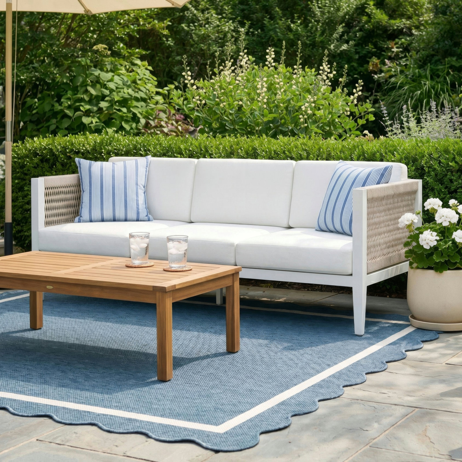 Lilah White Aluminum 3 Seater Sofa