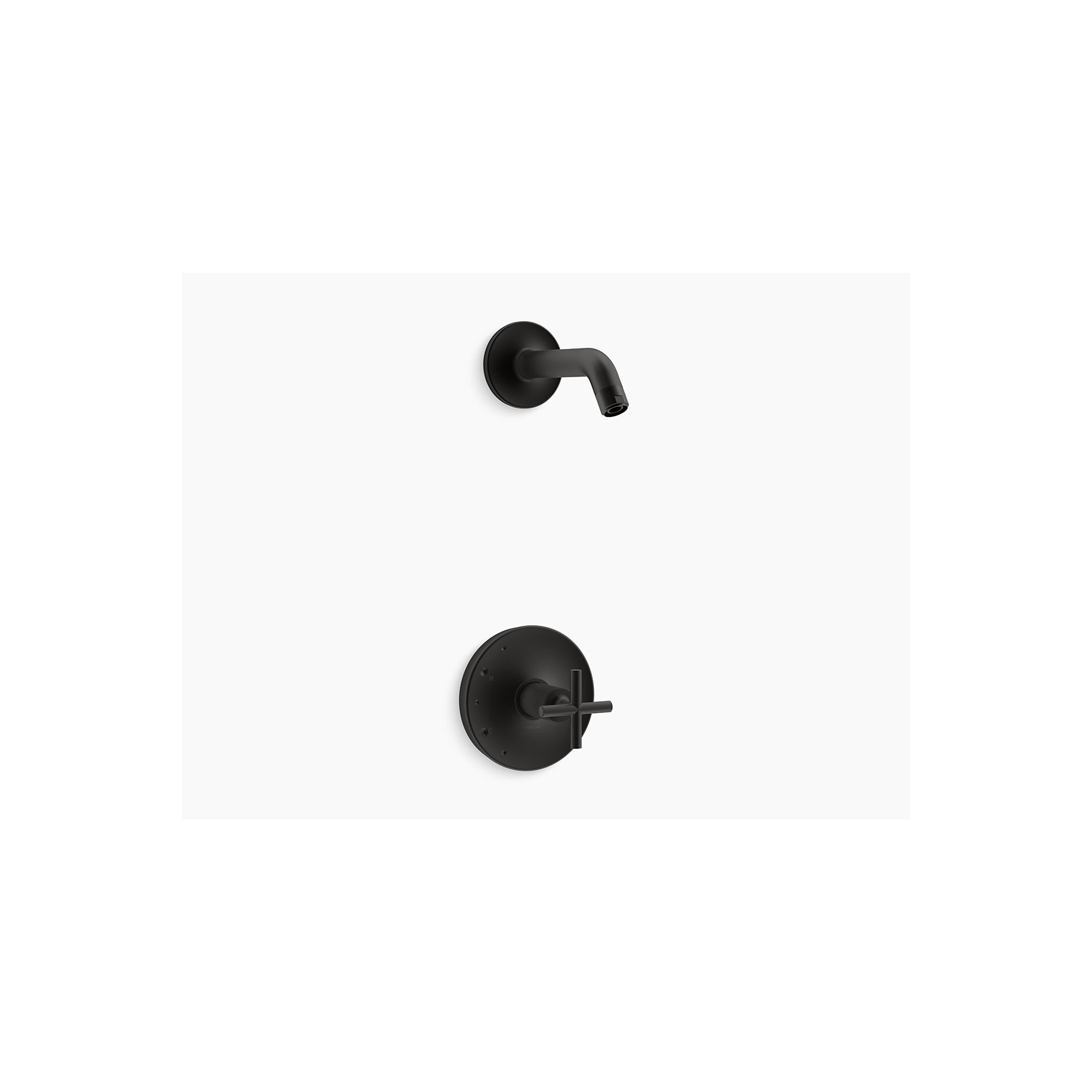 Purist Rite-Temp Shower Valve Trim with Cross Handle, Less Showerhead, Matte Black