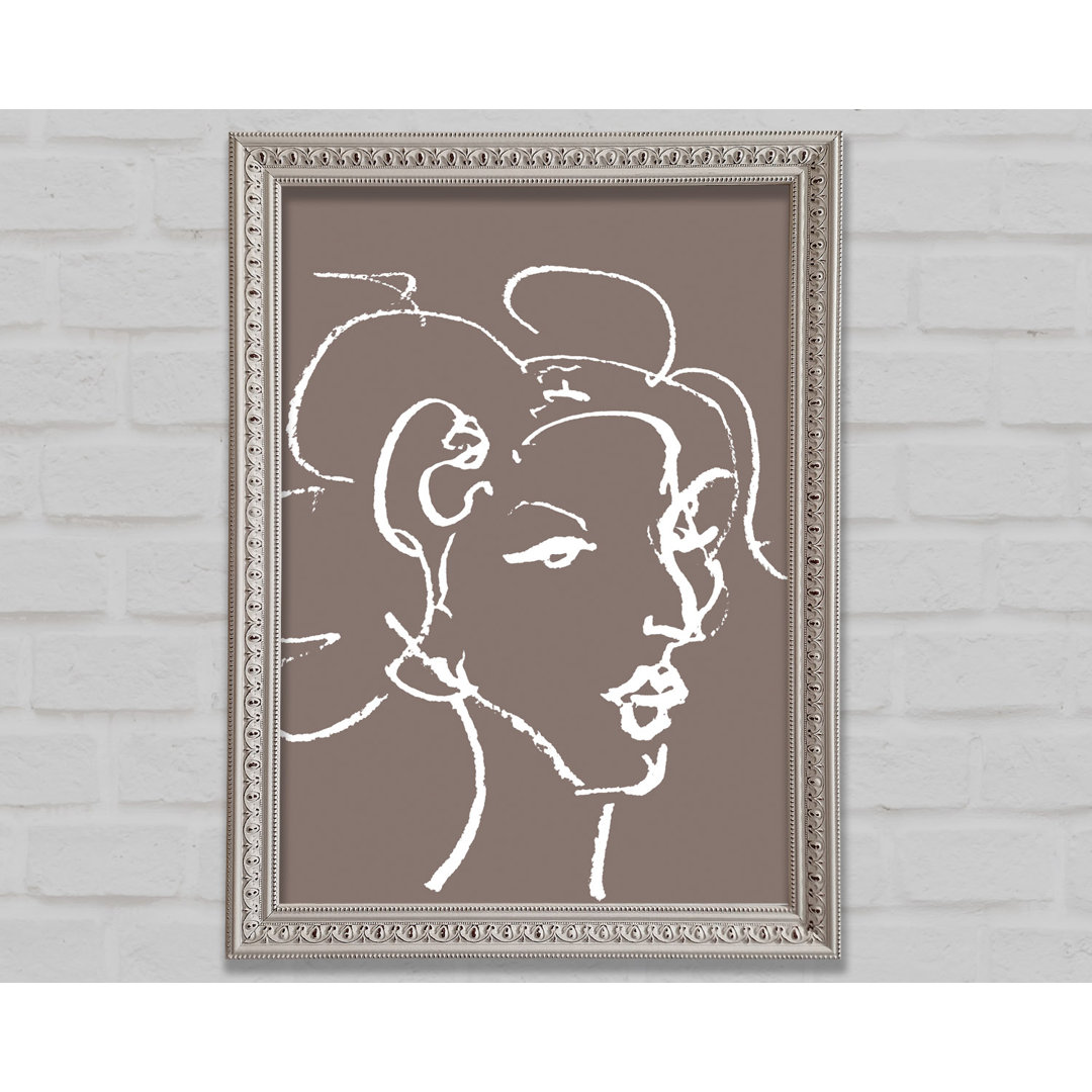 Pretty Lady Sketch Beige - Einzelner Bilderrahmen Kunstdrucke