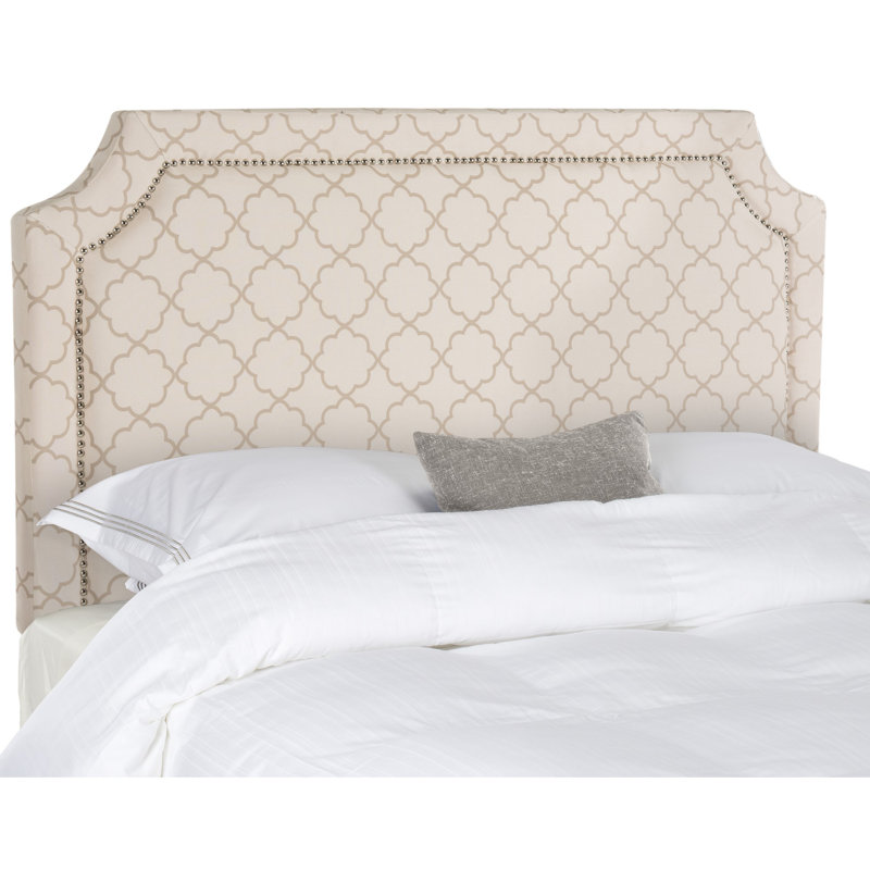 Stallings Upholstered Headboard, Full, Linen, Pale Pink/Beige