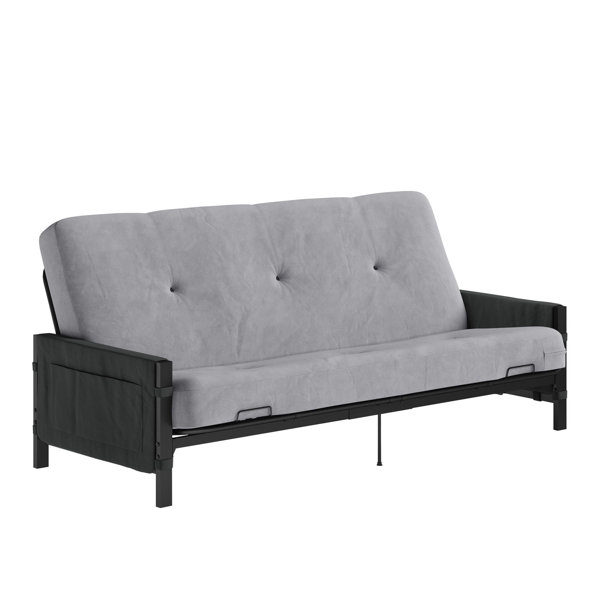 Bavar Full 76 Wide Tufted Back Futon and Mattress Wade Logan Fabric: Black