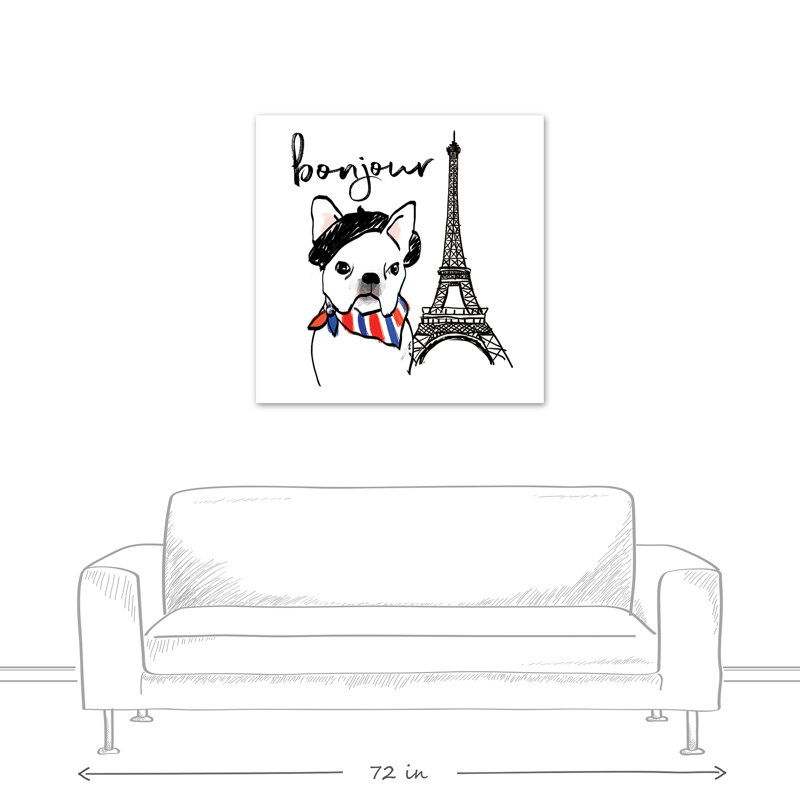 « bonjour frenchie dog », reproduction d’impression sur toile, H 36 po x l 36 po