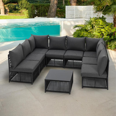 Betsaida Wicker 8 - Person Garden Lounge Set with Cushions