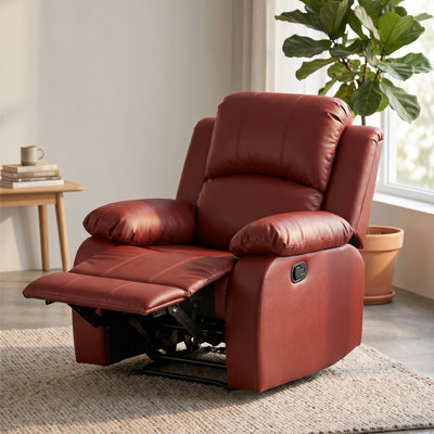 Fauteuil inclinable rouge avec dossier réglable, chaise de salon rembourrée