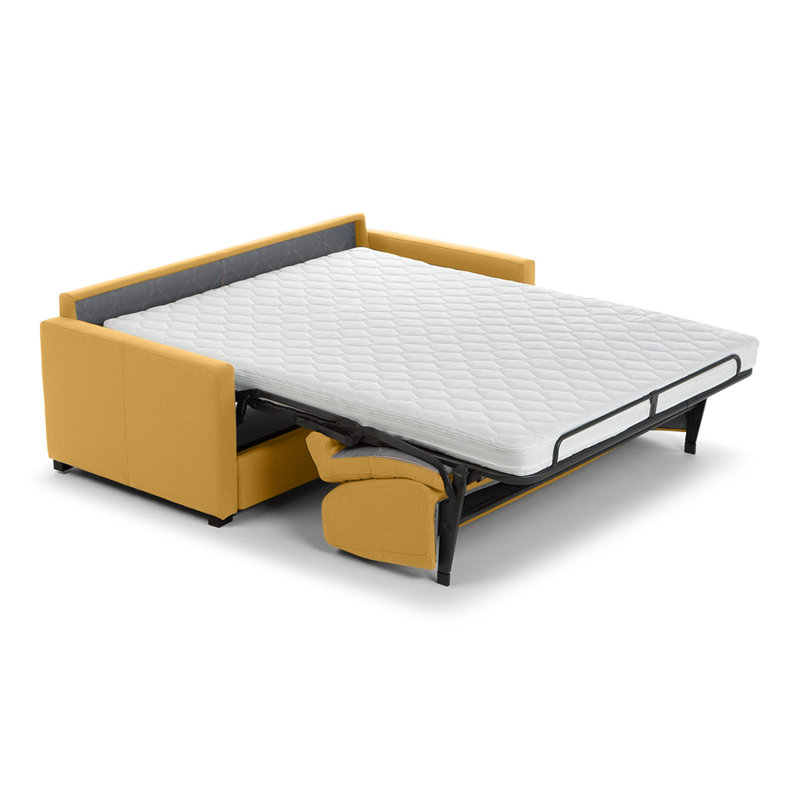 Canapé-lit en tissu de qualité supérieure Adalise, Tissu jaune DuraTex Performance