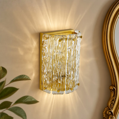 Gold Wall Sconce with Textured Glass Shade