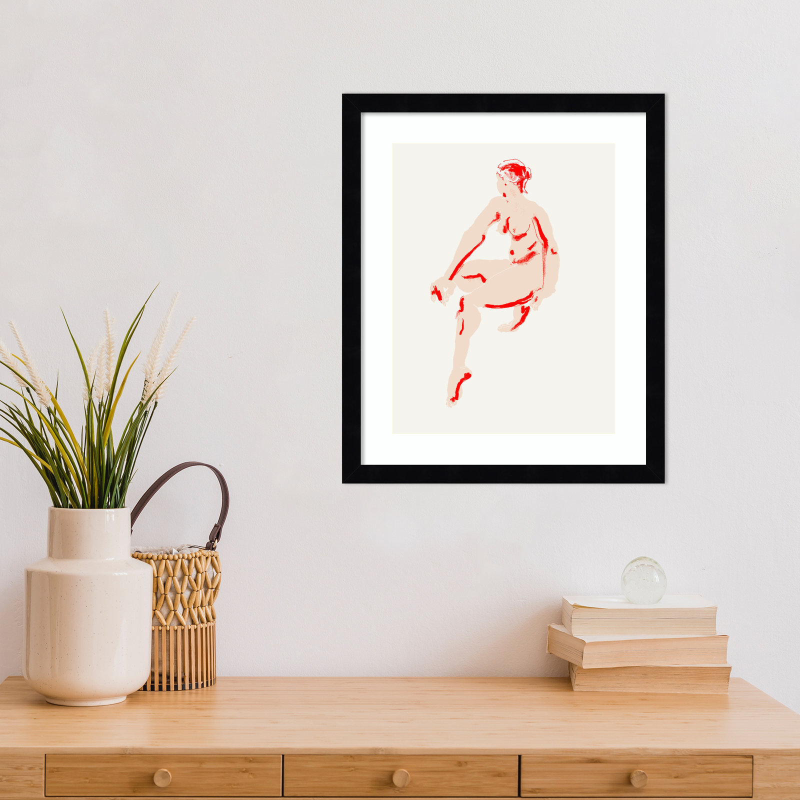 Henn "Naked Woman" Print, Black, 17" H x 14" W
