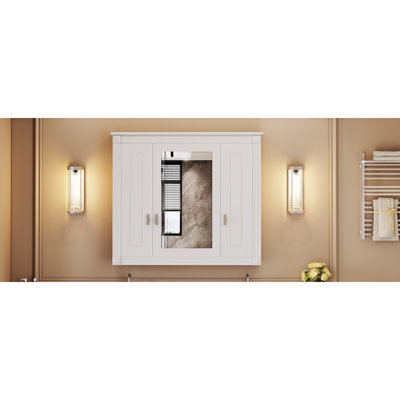Bathroom Wall Cabinet With Mirror, Wall Mounted Medicine Cabinet With 4 Shelves, Mirrored Door Over Toilet Storage Cabinet
