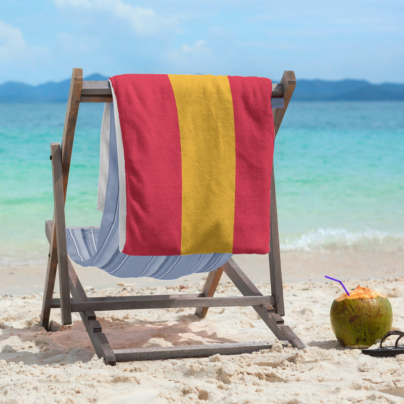Cotton Blend Beach Towel, Cherry Red/Gold