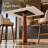 Sculptural 33" Square Bar Table with Fluted Wood Pedestal & Brushed-Gold Base-1965880177