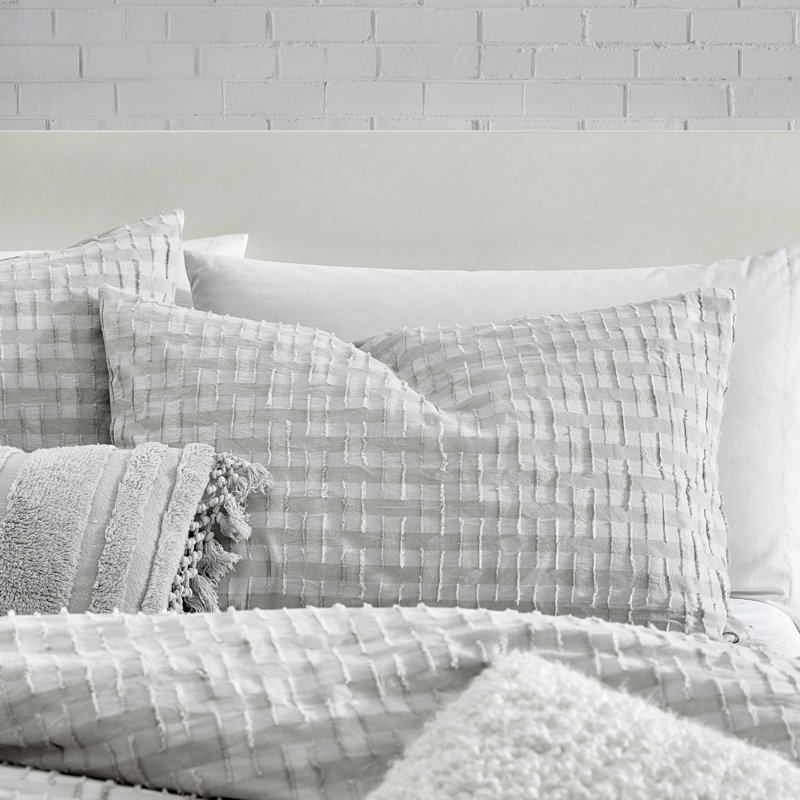 Refresh Geometric Cotton Duvet Cover, Mist, Twin Duvet Cover