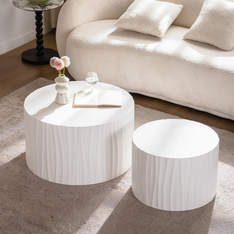 Ensemble de 2 tables basses rondes en bois rondes pour table de chevet