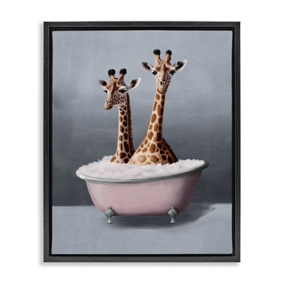 "Girafe pair in tub", art mural sur toile flottante par Svetlana Aleynikova