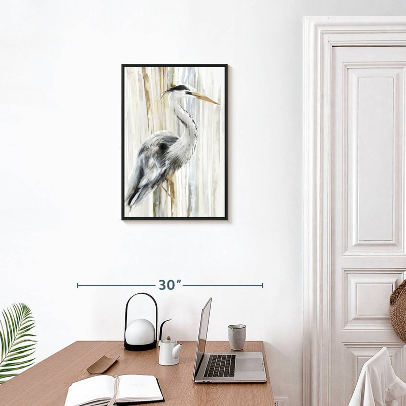 River Heron I, Cadre flottant noir, 17 po x 25 po
