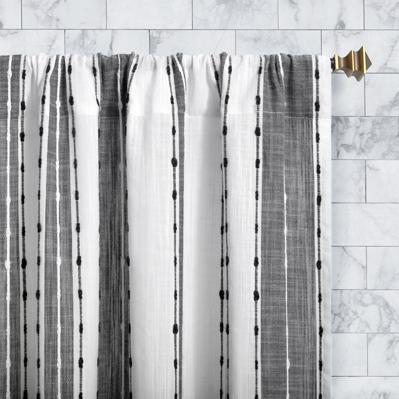 Panneau de rideau semi-transparent avec œillets Archaeo Akari, 52" H x 45" W, Lin / blanc, Tier Pair (Set of 2)