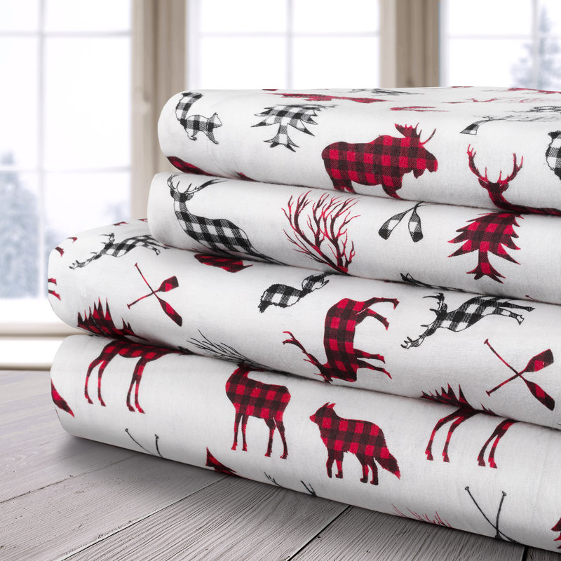 Flannel Fitted Sheet, Full Sheet Set + 1 Fitted Sheet + 2 Pillowcases