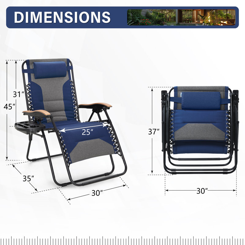 Fauteuil inclinable zéro gravité avec coussin Syril, Bleu marine
