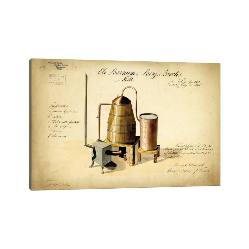Moonshine Still by PatentPrintStore - Wrapped Canvas Print, 20.32 cm H x 30.48 cm W