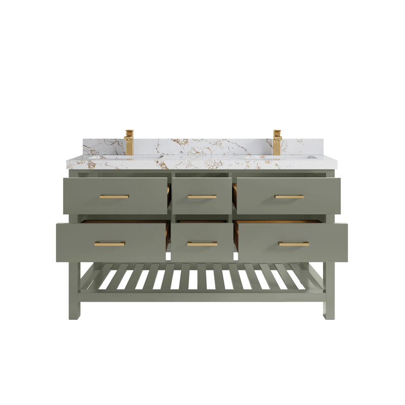 Parker 60 po X P 22 po Meuble-lavabo double D, Doré Viola