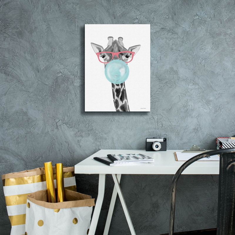  «Bubble Gum Giraffe» par Rachel Nieman, art mural sur toile, 12 po x 16 po, H 16 po x l 12 po