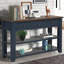 Console en bois de pin massif 48 po, table d'appoint moderne avec 3 tiroirs de rangement et 2 tablettes. Facile à assembler (bleu marine + plateau brun (ancien SKU: W120246667