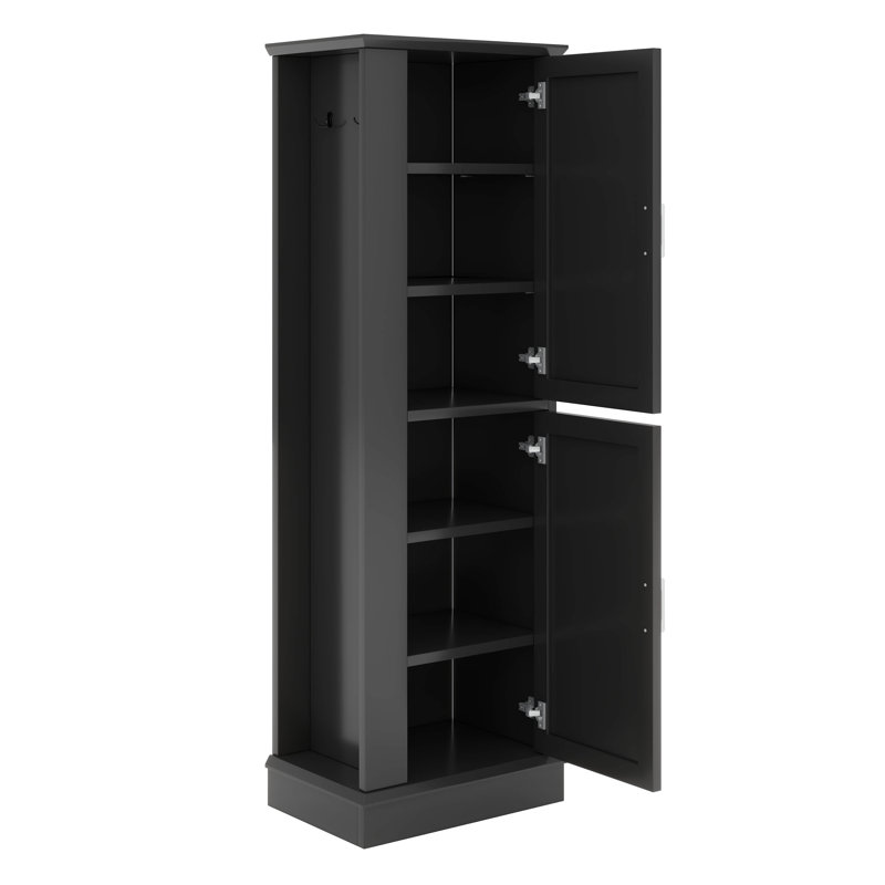 Maximisez le rangement de la salle de bain avec une armoire autoportante, des tablettes réglables et des crochets, Noir