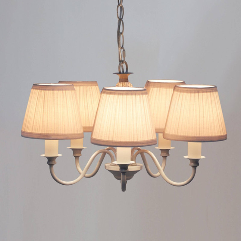 Crumpler 5 - Light Shaded Chandelier, Cream, 130cm H x 48cm W x 48cm D