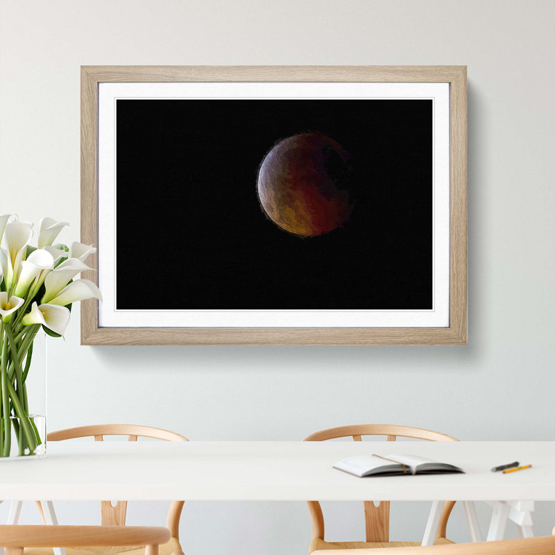 Total Lunar Eclipse - Picture Frame Painting Print, Oak Framed, 36cm H x 48cm W x 2cm D