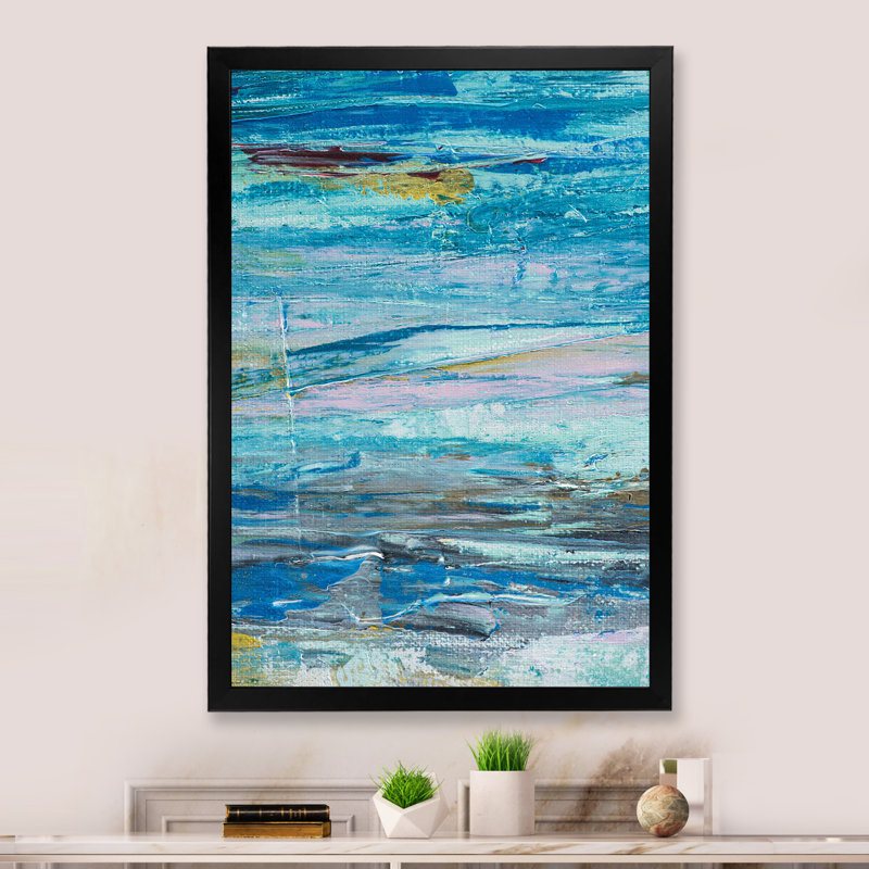 Vagues dans les tons de bleu côtier - Art mural moderne et contemporain sur toile, H 20 po x l 12 po x P 1 po