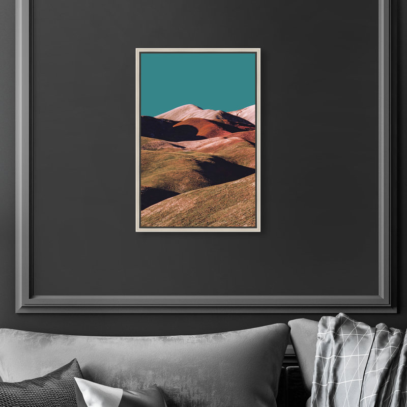 Mountains Over Turquoise Sky Print by Oliver Gal, 11"H x 16"W, Silver Floater Frame