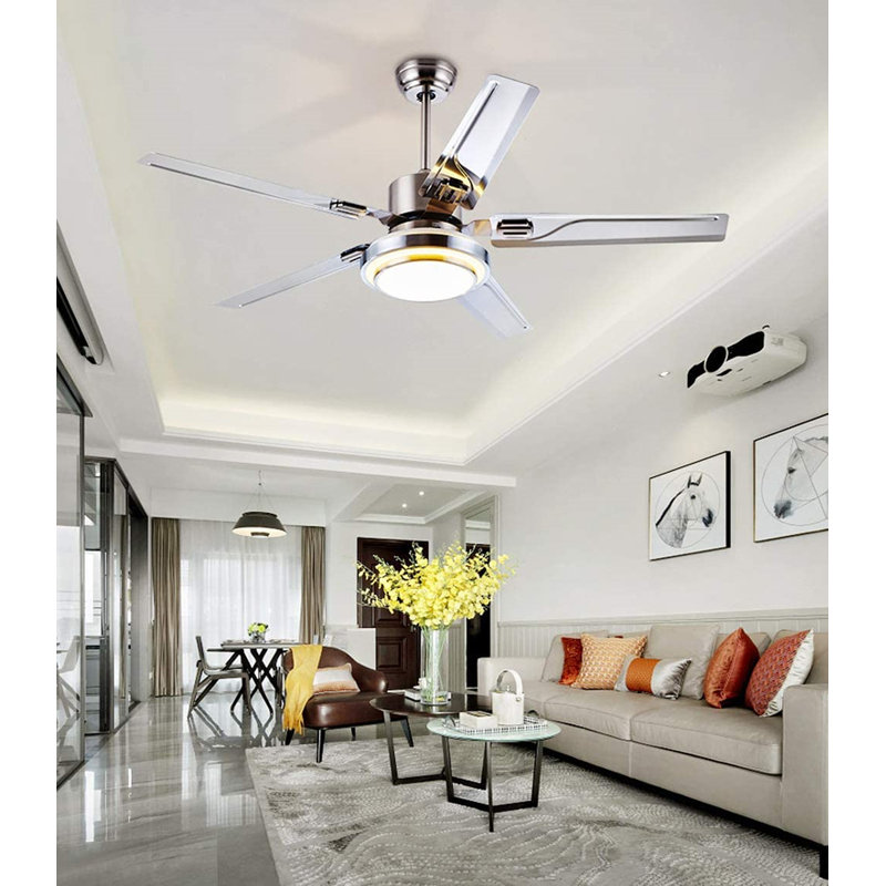 Ceiling Fan with LED Lights, 20.6" H x 52" W x 52" D