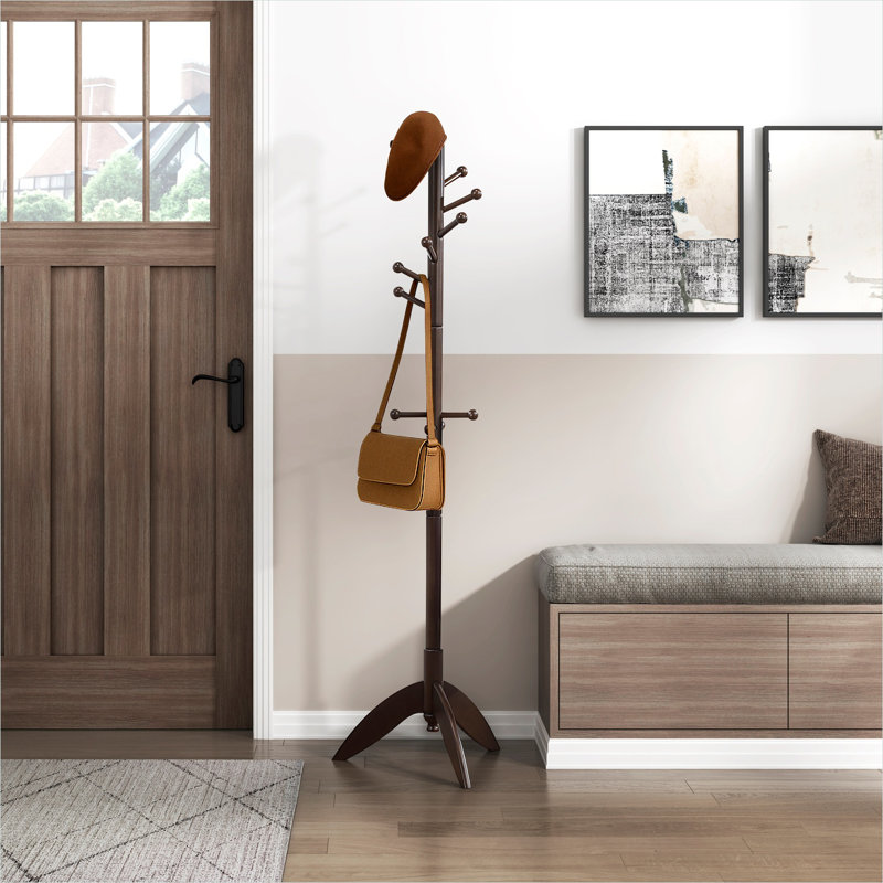 Portemanteau en bois massif avec finition brune ton bois, Brown