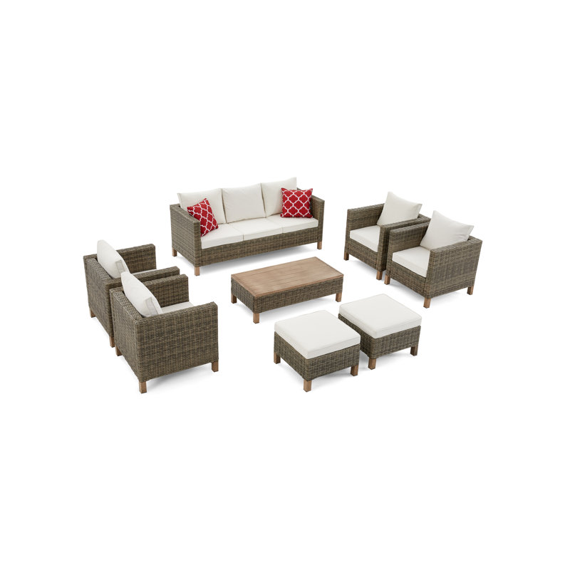 Duponta 9 - Person Patio Conversation Set with Cushions, Beige
