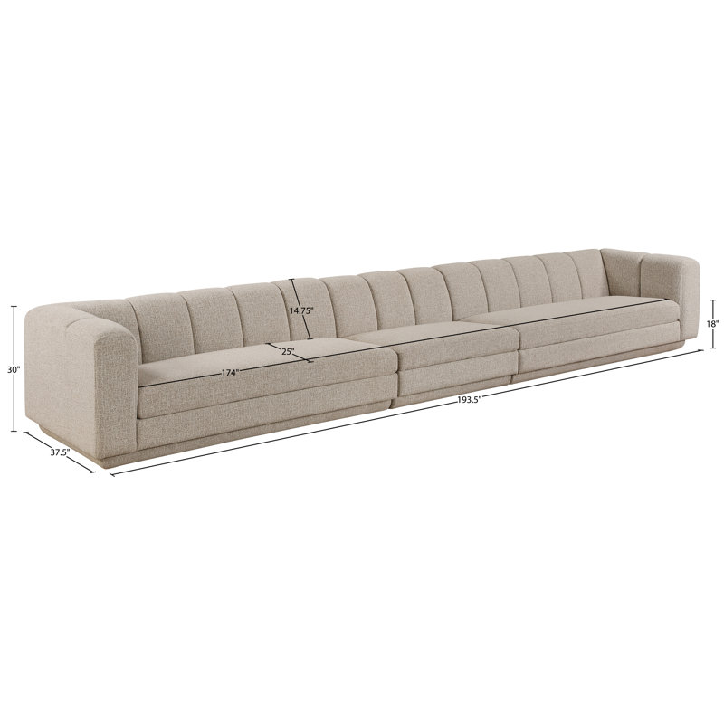 Tissu Chiquita rembourré 3 pièces Canapé modulaire, Beige
