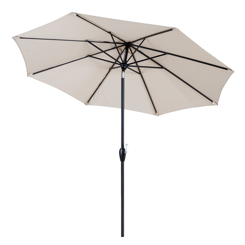 Parasol de marché 9 pi Kronqui, Beige, Col inclinable