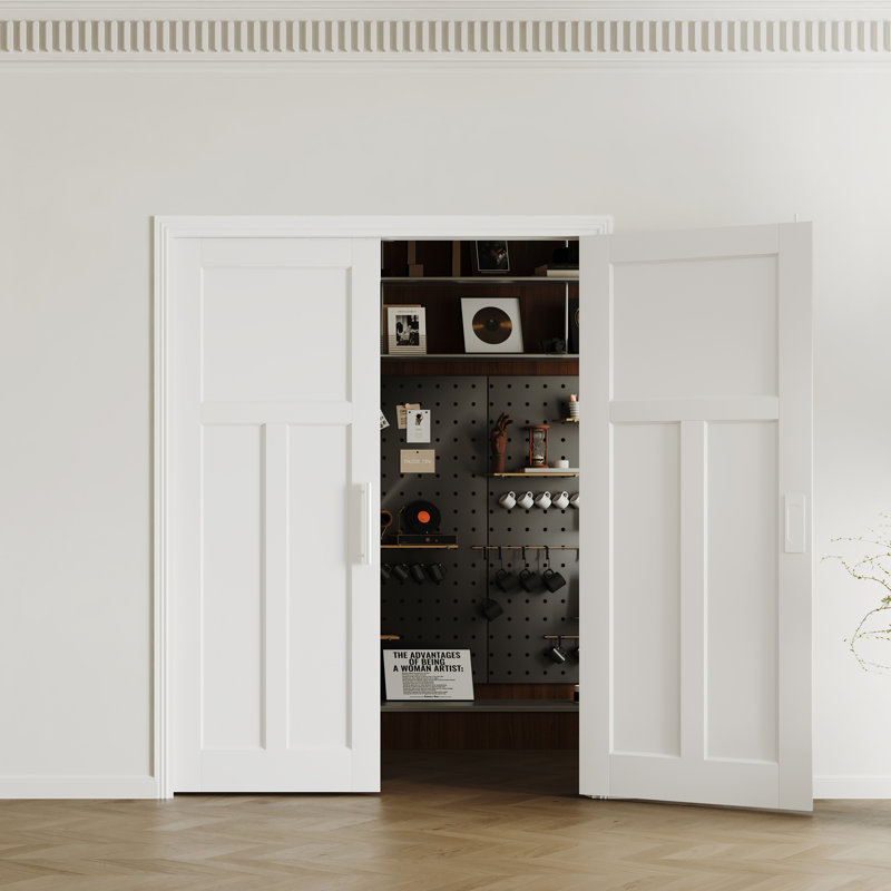Ensemble de portes intérieures en bois massif et en bois massif avec portes battantes Slab, 56" x 80"
