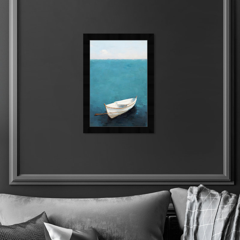 Côte perdue - Peinture sur papier encadrée, Noir, H 17 po x l 12 po