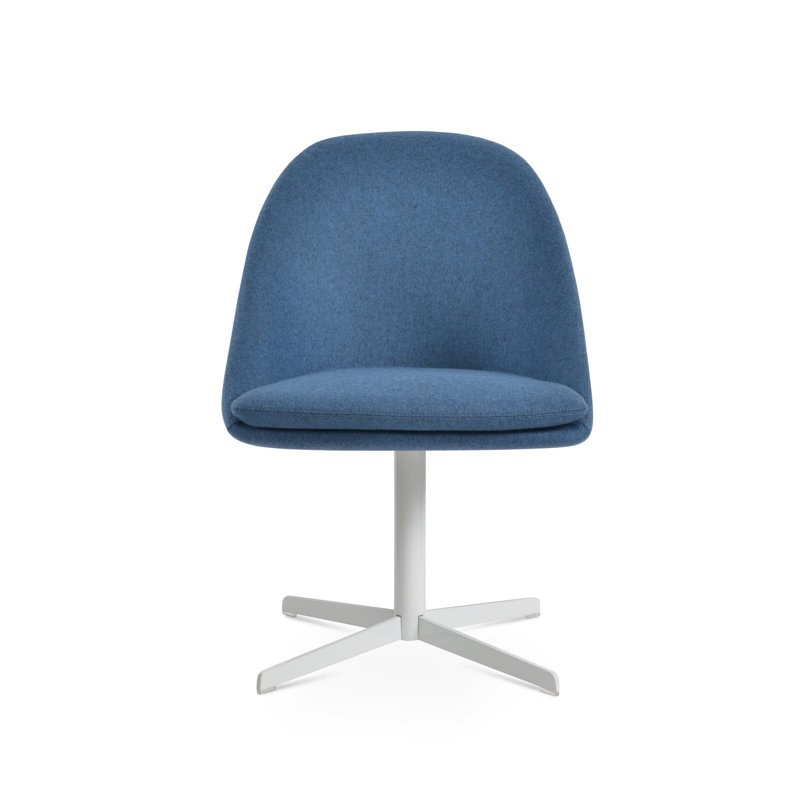Avanos 4 Star Swivel Side Chair, Petrol Blue, White