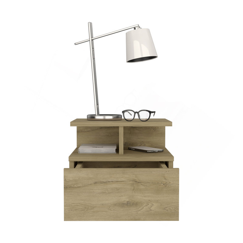 Table de chevet flottante Flopini, un tiroir, finition Macadamia, Beige