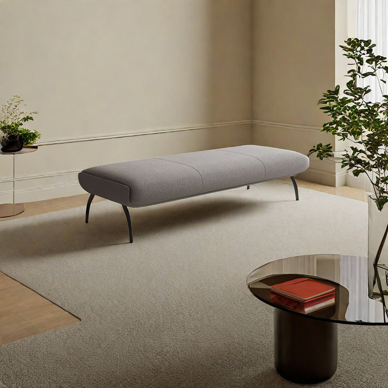Banc rembourré Tabathe Sherpa, Gris foncé